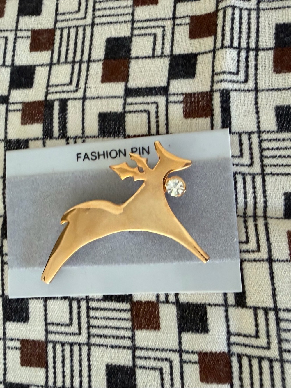 Gold-Tone Deer Fashion Pin Brooch